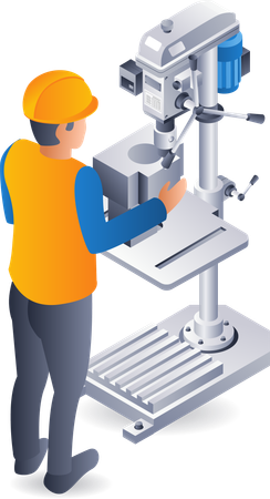 Operador del sistema de máquina perforadora manual de tecnología.  Illustration