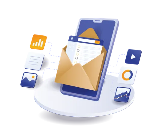 Red de entrega de correo electrónico digital de tecnología  Ilustración