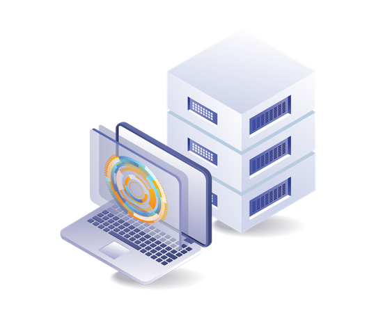 Botão do portal digital de transformação do servidor de tecnologia  Ilustração