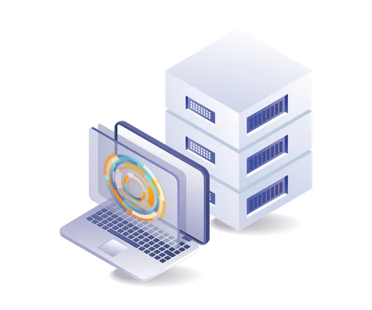 Botão do portal digital de transformação do servidor de tecnologia  Ilustração