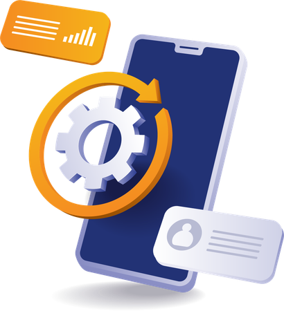Tecnologia smartphone aplicativo engrenagem loop  Ilustração
