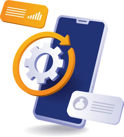 Tecnologia smartphone aplicativo engrenagem loop  Ilustração