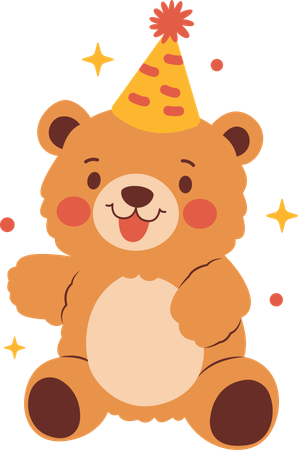 Teddy bear celebrating birthday  Illustration