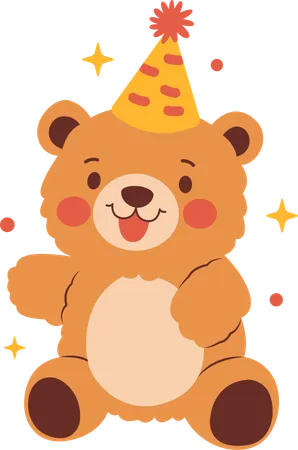 Teddy bear celebrating birthday  Illustration