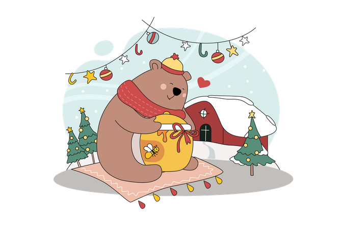 Teddy bear Gift  Illustration
