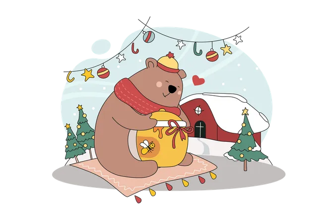 Teddy bear Gift  Illustration