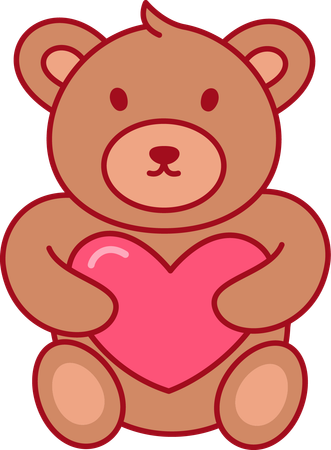 Teddy bear holding heart  Illustration