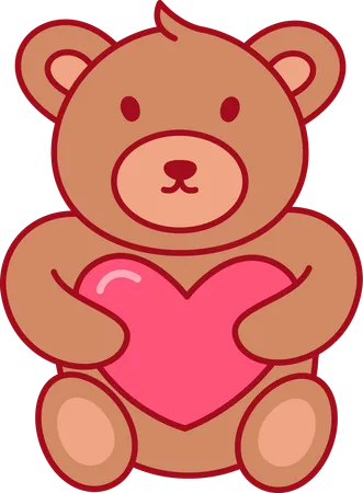 Teddy bear holding heart  Illustration