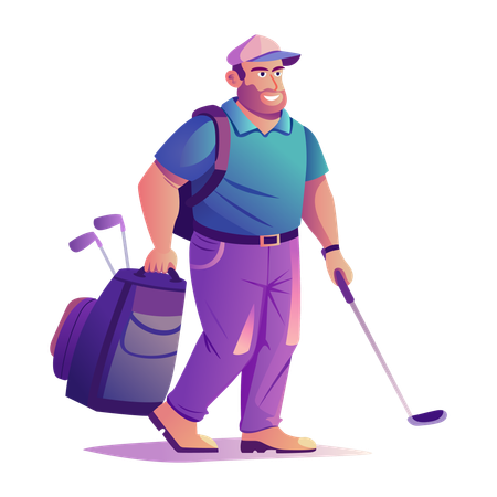 Tee Player with golfing kit  Illustration