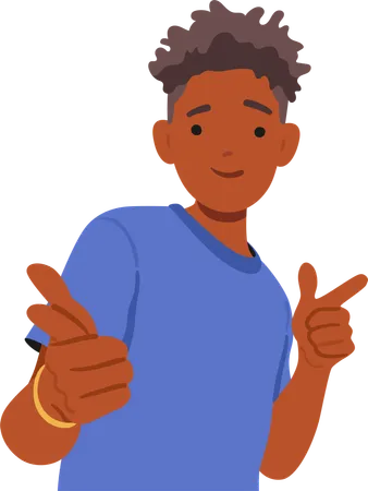 Teen Boy Pointing Directly At Viewer With Index Fingers  Illustration