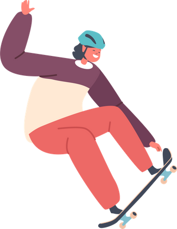 Teen Boy Skateboarding Illustration
