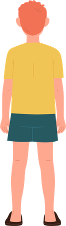 Teenage boy child wearing home outfit standing back full length portrait  Illustration