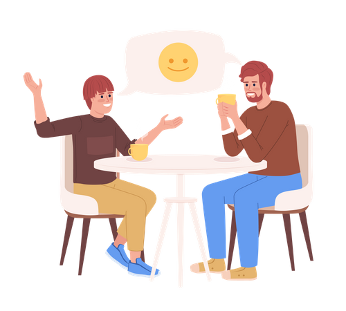 Teenage boy having good conversation with father  Illustration