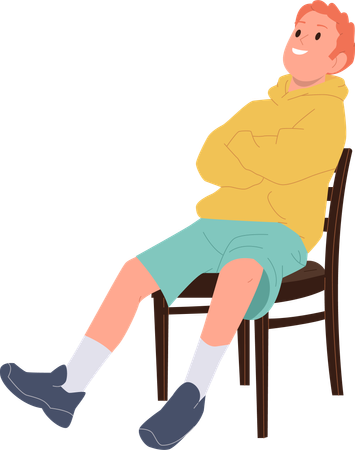 Teenage boy sitting on chair at therapy session on psychologist appointment  Illustration