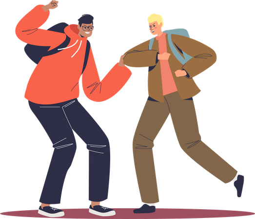 Teenage boys fighting Illustration