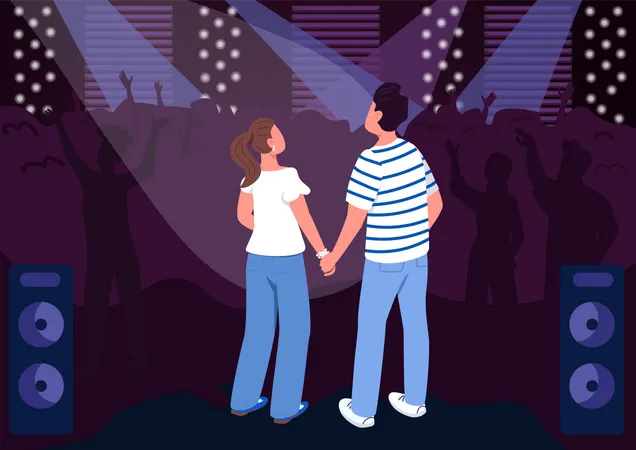 Teenage couple in club  Illustration