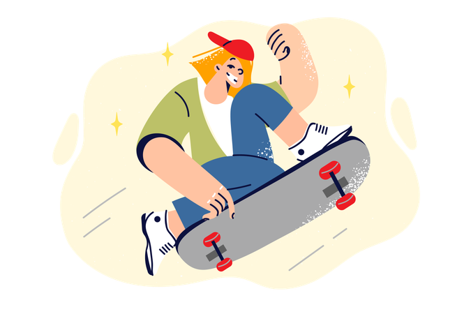 Teenage girl riding skateboard  Illustration