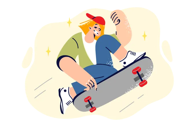 Teenage girl riding skateboard  Illustration