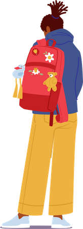 Teenage Girl Student With Backpack Illustration