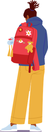 Teenage Girl Student With Backpack  Illustration