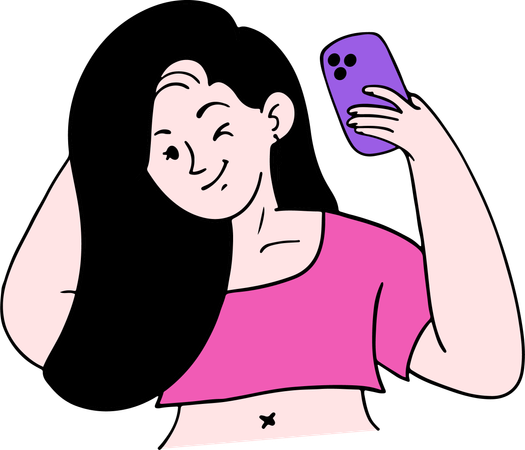 Teenage girl takes a selfie  Illustration