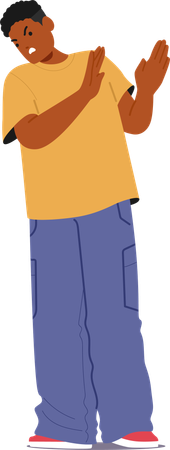 Teenage guy gesturing denial  Illustration