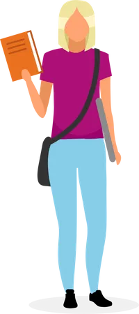 Teenage schoolgirl with textbooks  Illustration