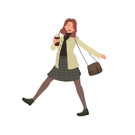 Teenage Woman drinking coffee  Illustration