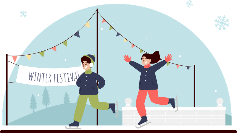 Teenager at Winter Festive  Illustration