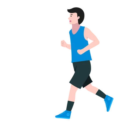 Teenager Boy Practice Running Outdoor  Illustration