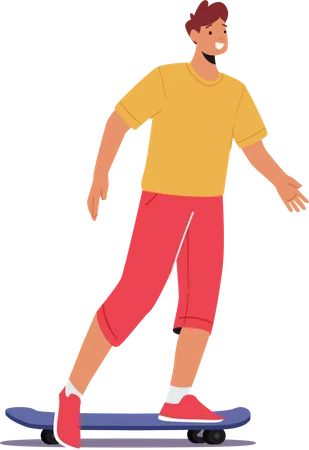 Teenager Boy Riding Skate Board  Illustration