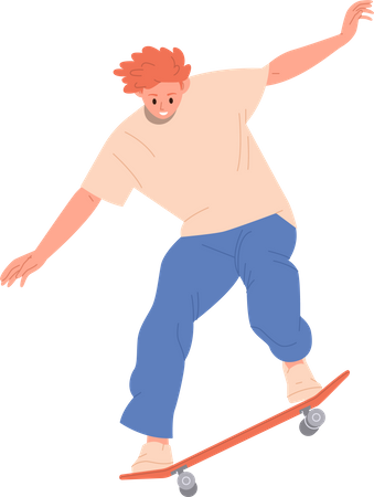 Teenager boy training longboard riding  Illustration