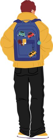 Teenager Boy With Backpack Illustration