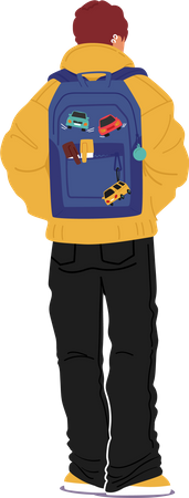 Teenager Boy With Backpack  Illustration