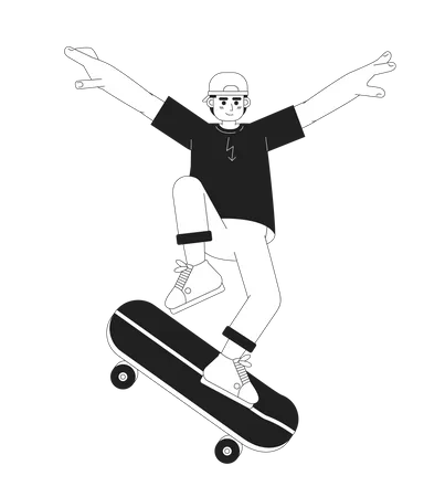 Teenager fährt Skateboard  Illustration