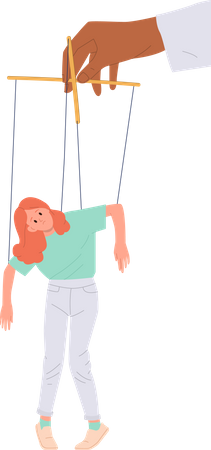 Teenager girl attached to rope  Illustration