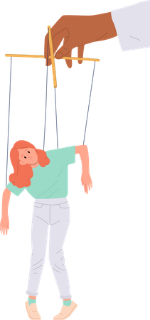 Teenager girl attached to rope  Illustration