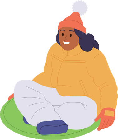 Teenager girl character enjoying ice skating ride having funny leisure activity on vacation  Illustration