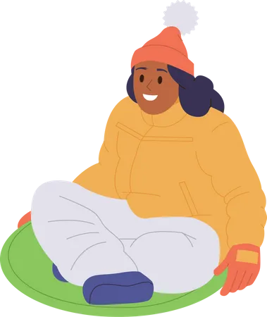 Teenager girl character enjoying ice skating ride having funny leisure activity on vacation  Illustration