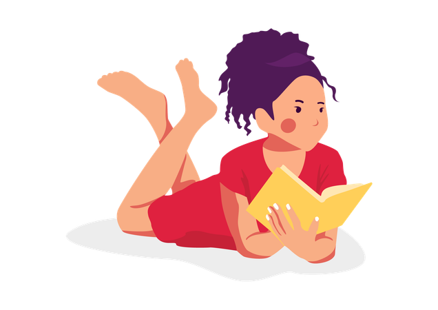 Teenager Girl reading book  Illustration
