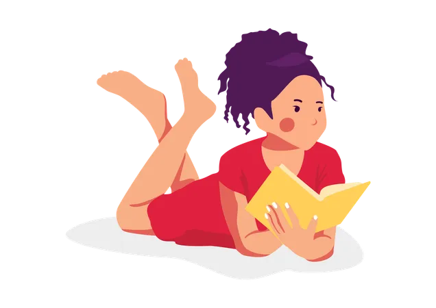 Teenager Girl reading book  Illustration