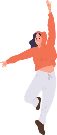 Teenager girl street breakdance performer freezing in movement pose  Illustration