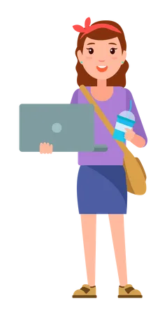 Teenager Girl with Notebook Illustration