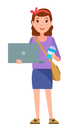 Teenager Girl with Notebook  Illustration