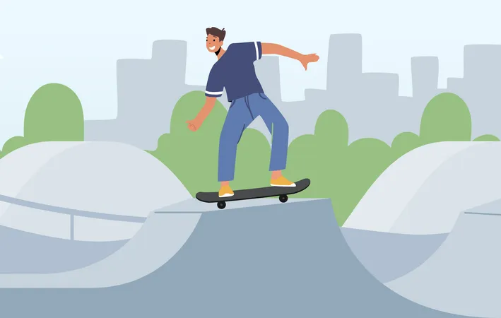 Teenager in Skate Park  Illustration