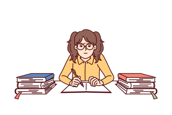 Teenager is preparing for exams  Illustration