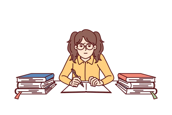 Teenager is preparing for exams  Illustration