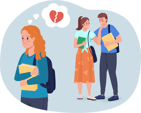 Teenager-Mädchen mit gebrochenem Herzen durch Freund  Illustration