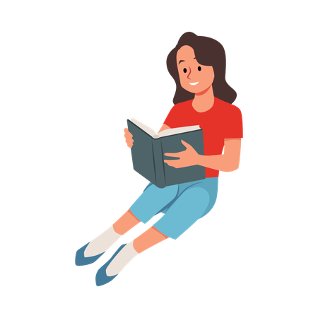 Teenager-Mädchen sitzt und liest ein Buch  Illustration