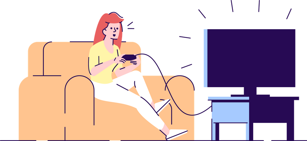 Teenager playing video game Illustration